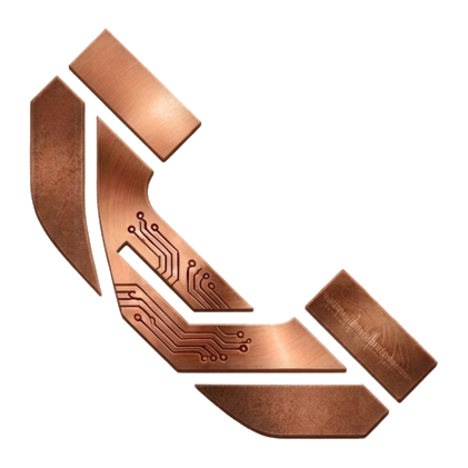 Le logo Perencia, un combine telephonique en cuivre
